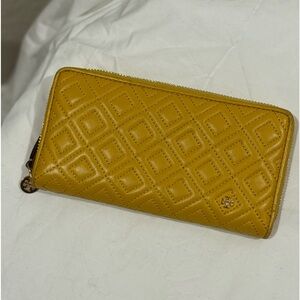 Tory Burch quilted wallet in gorgeous mustard color